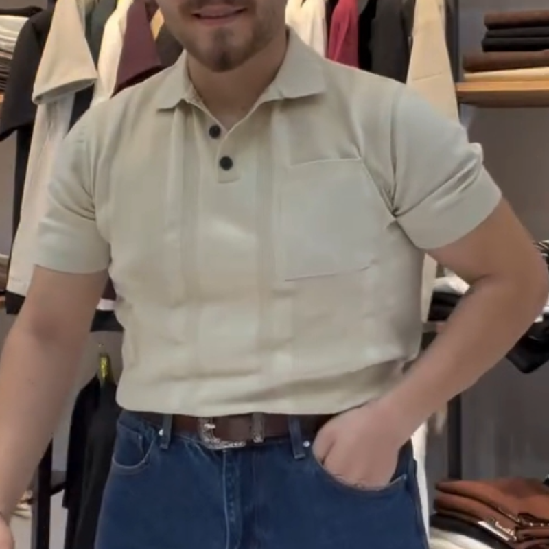 Men's Knitted Comfortable Button-Down Shirt