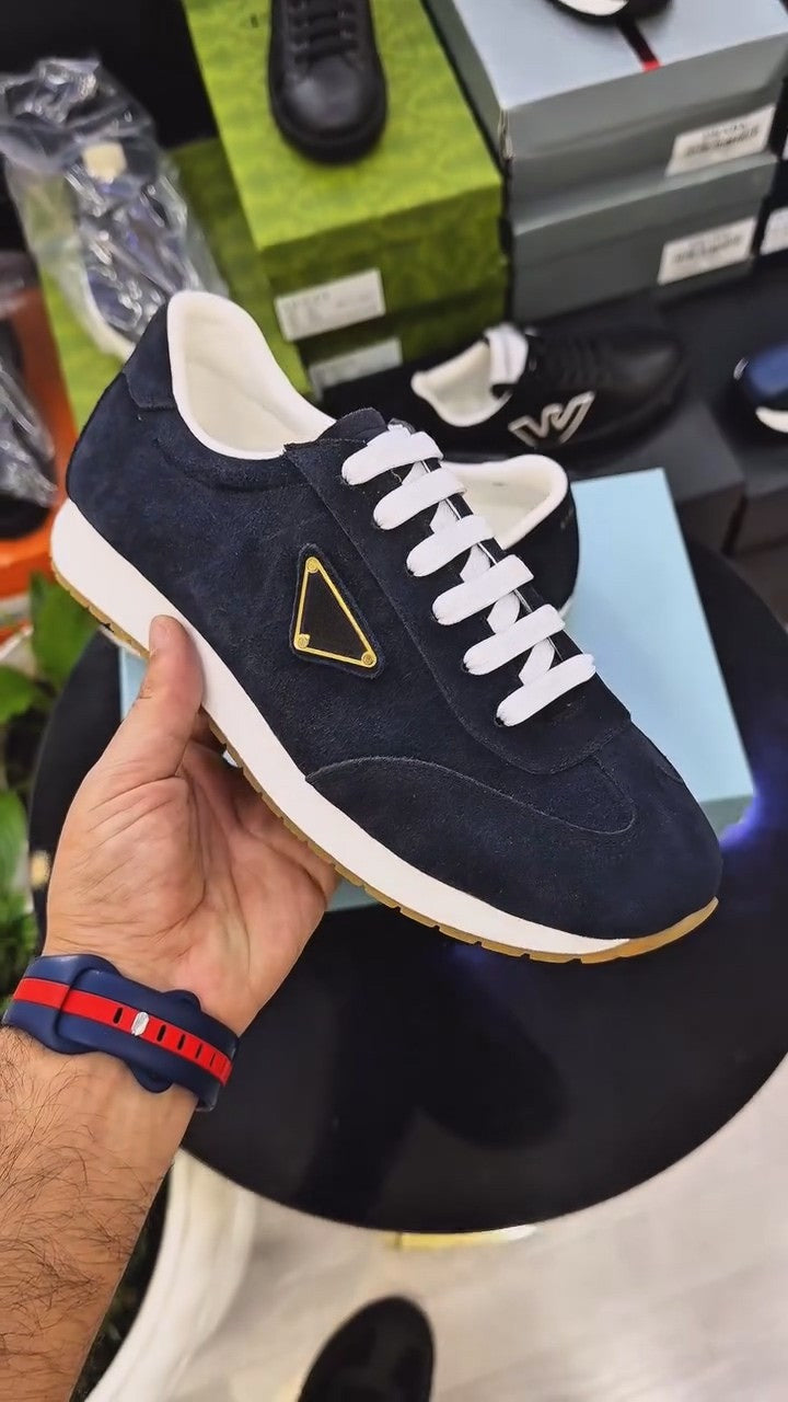 Navy Suede Running Sneaker